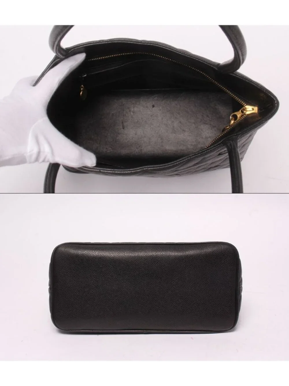 Chanel Tote Shoulder Bag Gold Caviar Leather